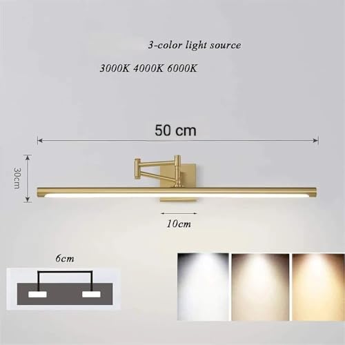 Decor chronicle 500 mm LED Mirror/Picture/Vanity Light with Warm White and Luxurious Gold Finish with 3 Step Light Mode & Adjustable Head (Warm, Cold and Natural) - Image 3