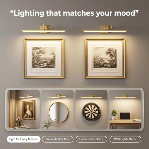 Decor chronicle 500 mm LED Mirror/Picture/Vanity Light with Warm White and Luxurious Gold Finish with 3 Step Light Mode & Adjustable Head (Warm, Cold and Natural) - Image 5
