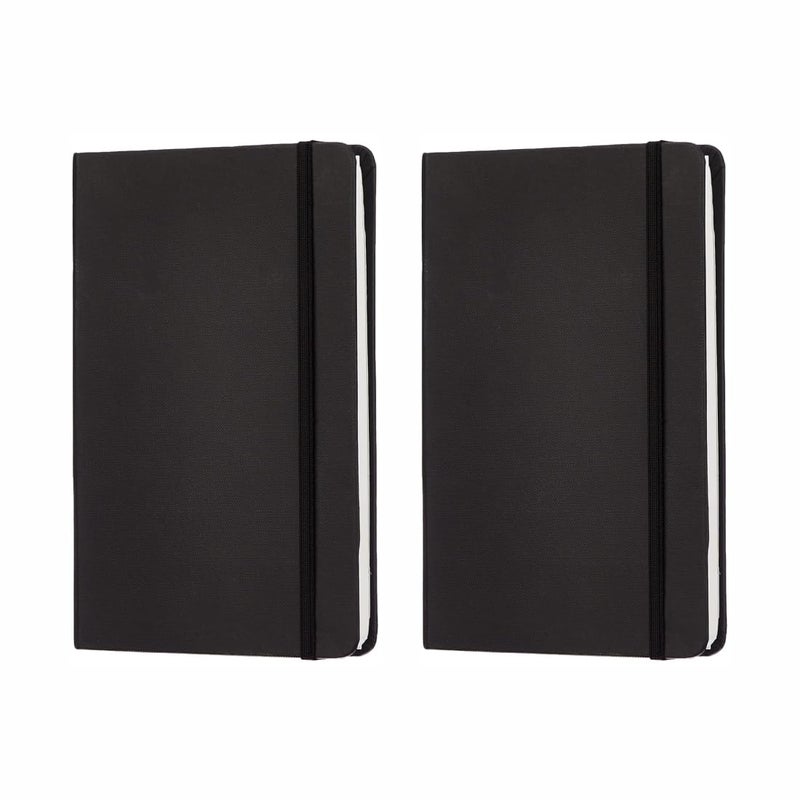 Set of 2 Black | Un-Ruled A5 Notebook Diary | (5.5 X 8.5 Inches) | 80 GSM | 240 Pages.……