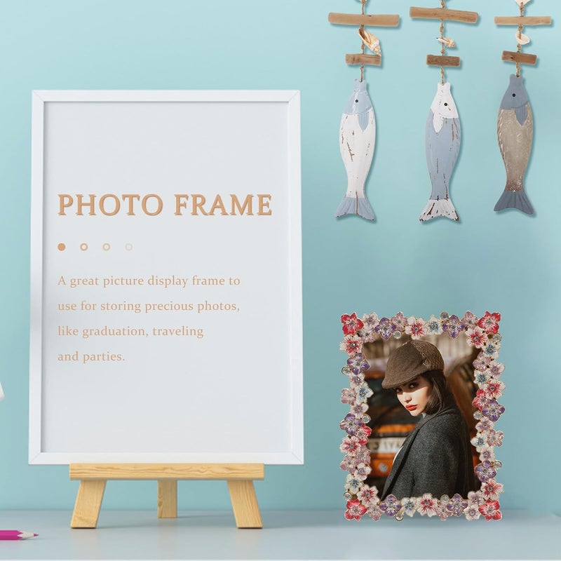 Creative 5-inch Vintage Metal Flower Picture Frame, Decorative Desk Photo Holder with Random Insert, Floral Design Ornament for Home and Office Display - Image 5