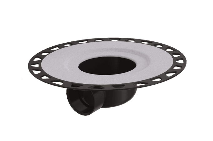 KERDIDRAINH SHOWER DRAIN KIT WITH HORIZONTAL ABS FLANGE 2 OUTLET INTEGRATED SLOPED BONDING FLANGE KDH2FLKABS