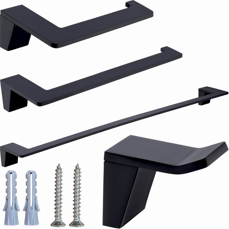 TRUSTMI Matte Black Bathroom Hardware Accessories Set 236 Inch Towel Bar Assembly Wall Mounted Extra Thick Stainless Steel Square Shape - Image 1