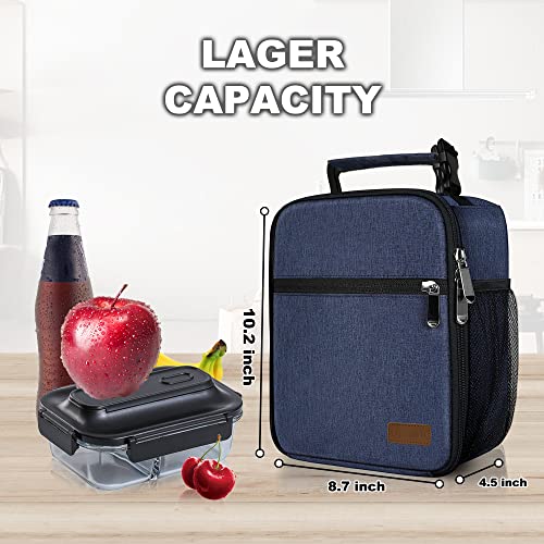 Deosk Lunch Bag Reusable Small Lunch Box for Men Insulated Portable Lunchbox for adults & Kid Suitable for School Work Picnic (Navy Blue) - Image 2