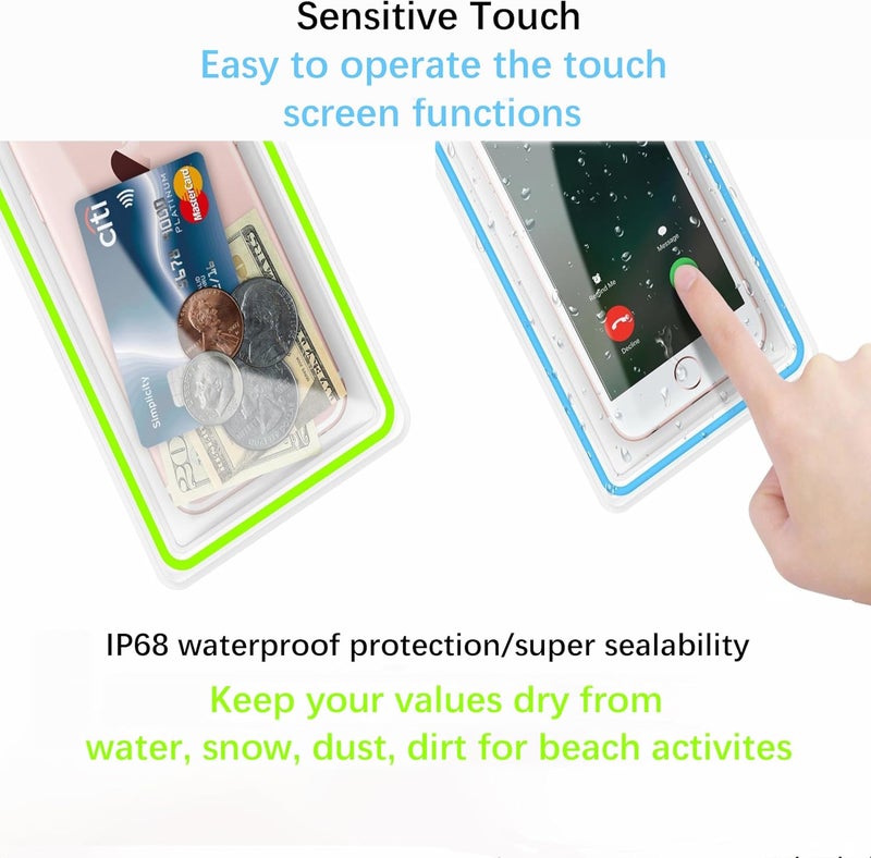 GLBSUNION Universal Waterproof Phone Pouch, 4 Pack Waterproof Phone Case Dry Bag with Neck Strap Luminous Ornament for Water Games Protect iPhone 16 15 14 13 Pro Max Plus Galaxy S24 S23 Google Note up to 7.5" - Image 3