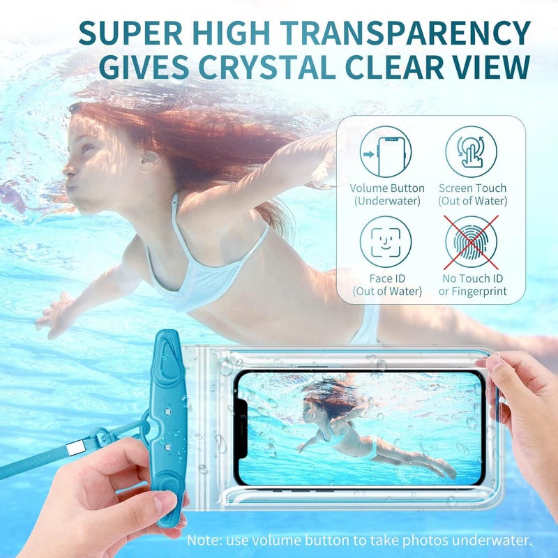 GLBSUNION Universal Waterproof Phone Pouch, 4 Pack Waterproof Phone Case Dry Bag with Neck Strap Luminous Ornament for Water Games Protect iPhone 16 15 14 13 Pro Max Plus Galaxy S24 S23 Google Note up to 7.5" - Image 2