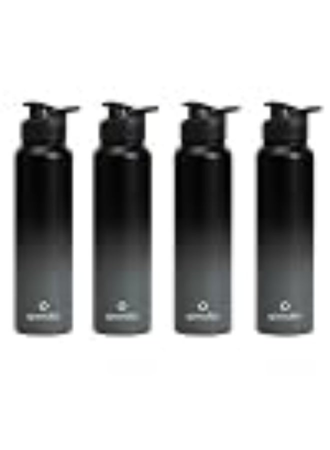 Speedex Stainless Steel Metal Water Bottle 1 Ltr 1000 ml, BIS Approved, Leak Proof Sipper Cap Bottle for Office, School, Gym, Travel, Daily Use for Men, Women, Kids, Adults, Black Grey, Set of 4 - Image 1