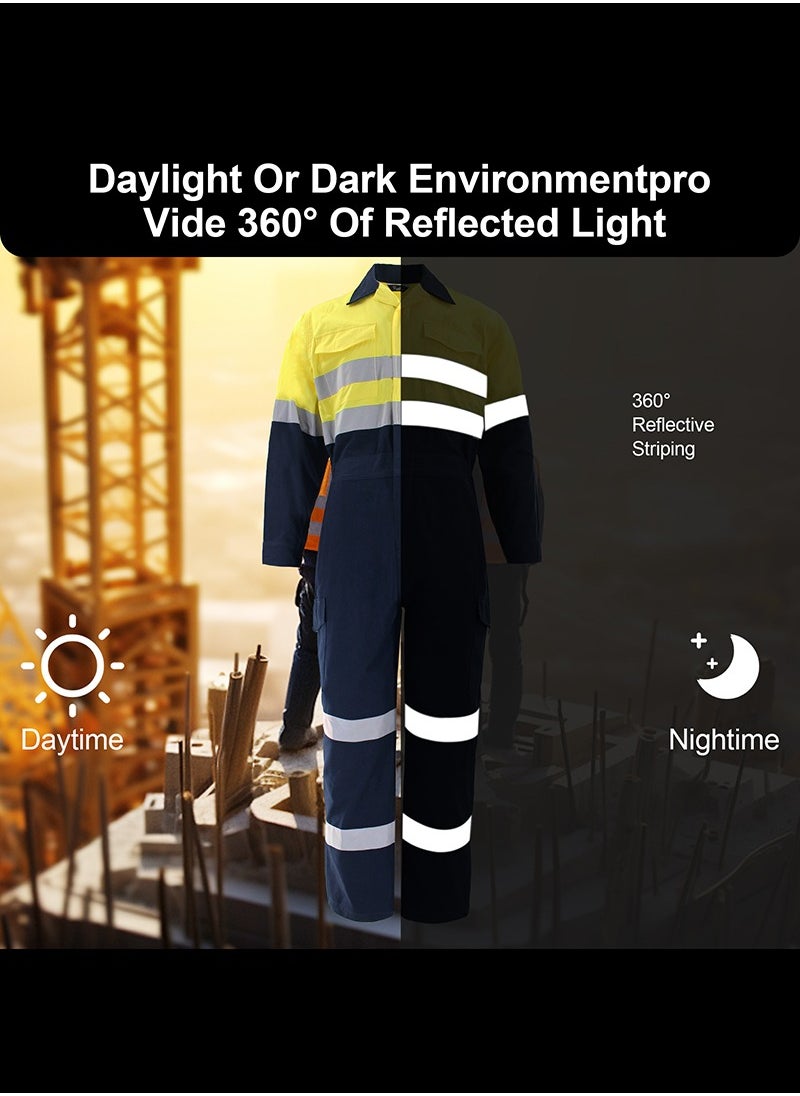 Zuolaya - Men's Hi-Vis Coverall with Reflective Trim and Bulwark Men's Hi-vis Coverall with Reflective Trim Yellow - Image 1