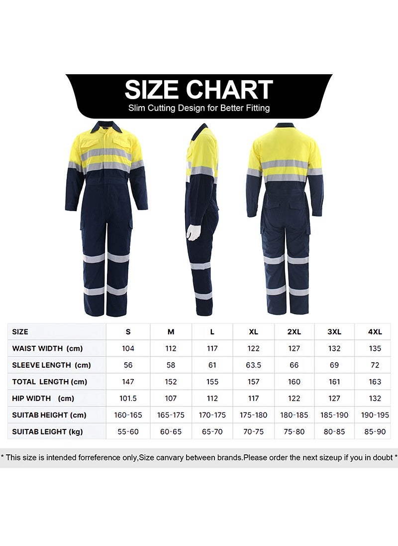 Zuolaya - Men's Hi-Vis Coverall with Reflective Trim and Bulwark Men's Hi-vis Coverall with Reflective Trim Yellow - Image 1