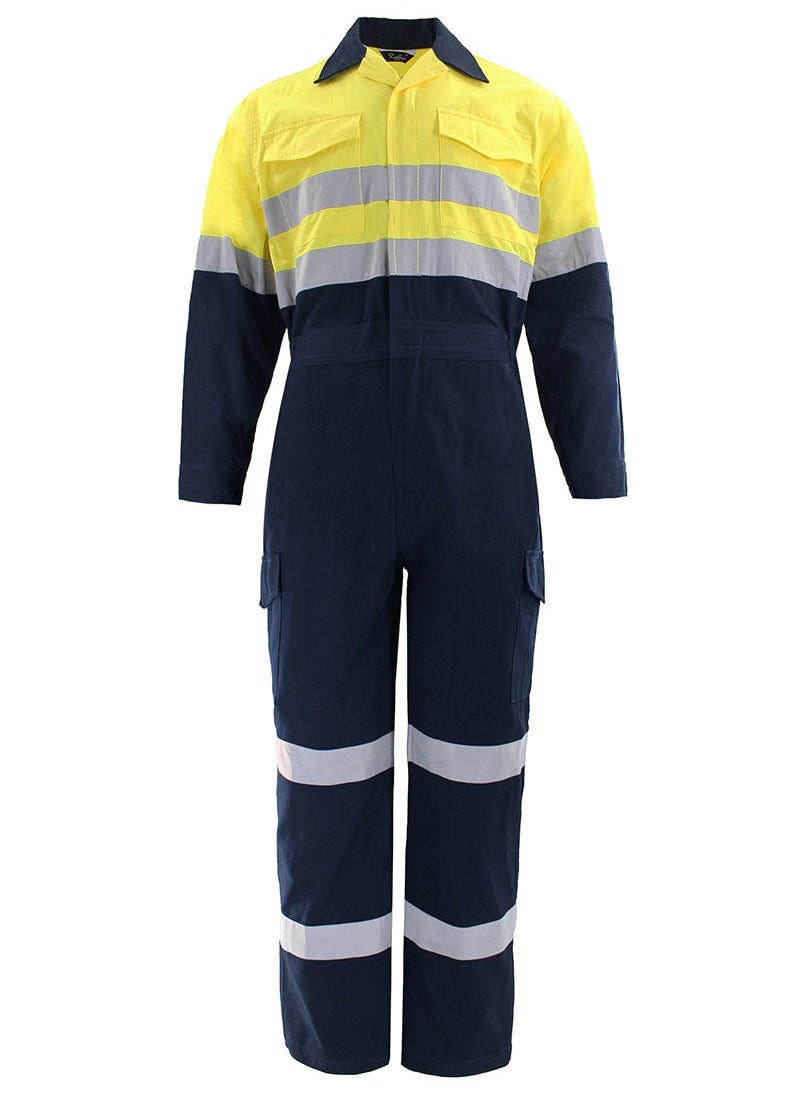 Zuolaya - Men's Hi-Vis Coverall with Reflective Trim and Bulwark Men's Hi-vis Coverall with Reflective Trim Yellow - Image 1