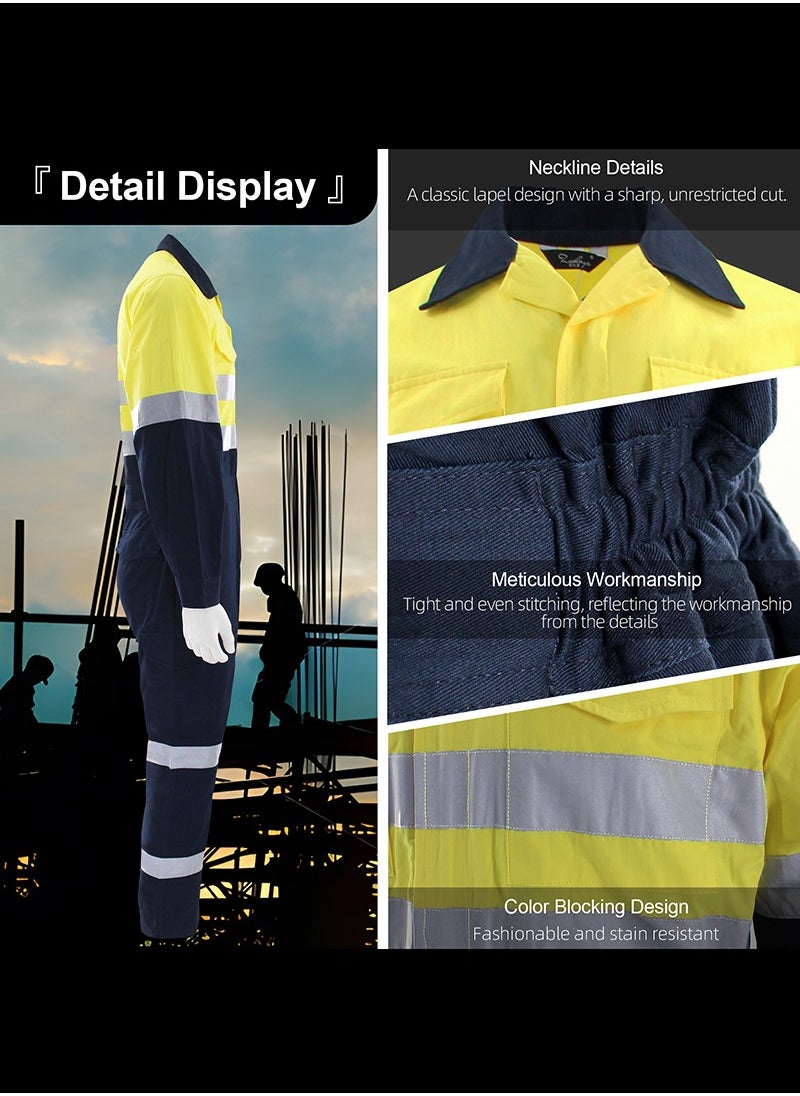 Zuolaya - Men's Hi-Vis Coverall with Reflective Trim and Bulwark Men's Hi-vis Coverall with Reflective Trim Yellow - Image 1
