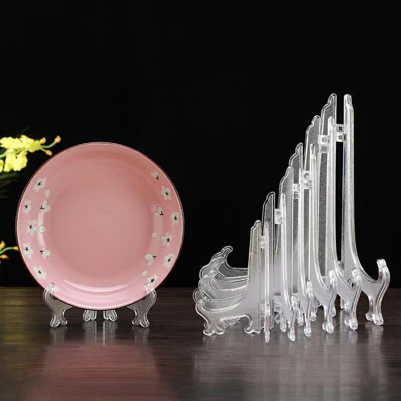 LonlyEagle 12 Pack 6 Inch Clear Plastic Easels or Stand/Plate Holders to Display Pictures or Other Items at Weddings, Plate Stands for Home Decoration, Birthdays, Tables - Image 4