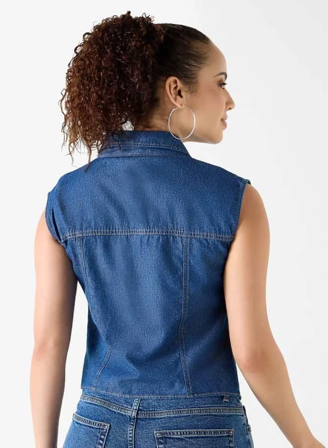 Lee Cooper Lee Cooper Pleat Detail Button Through Sleeveless Shirt