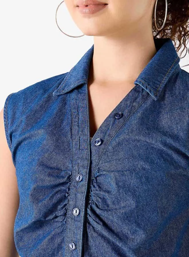 Lee Cooper Lee Cooper Pleat Detail Button Through Sleeveless Shirt