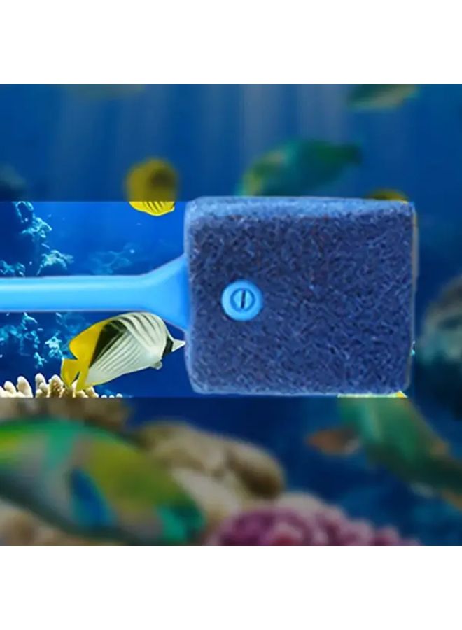 Long Blue Double Sided Algae Scraper Brush for Aquarium Glass Acrylic Tank Cleaning Tool - Image 1