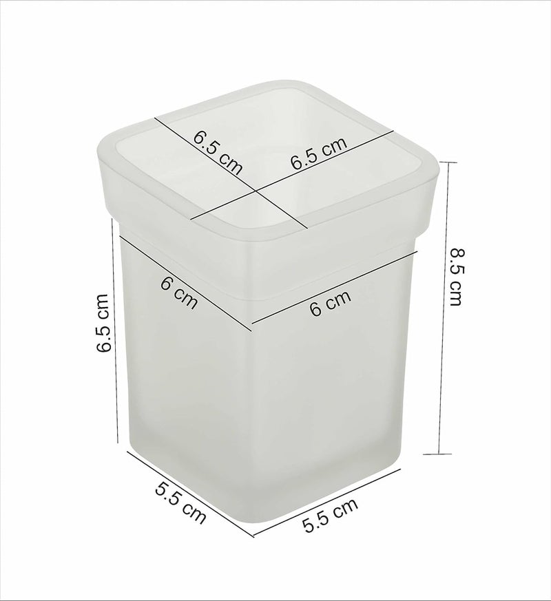 JAGGER JAG260 Decent Glass Frosted Glass Toothbrush Holder Replacement Glass for Bathroom/Wash Basin, Simply Place Where Want, No Need to Screw/Fitting (1, Transparent Frosted Glass [ Square ]) - Image 2