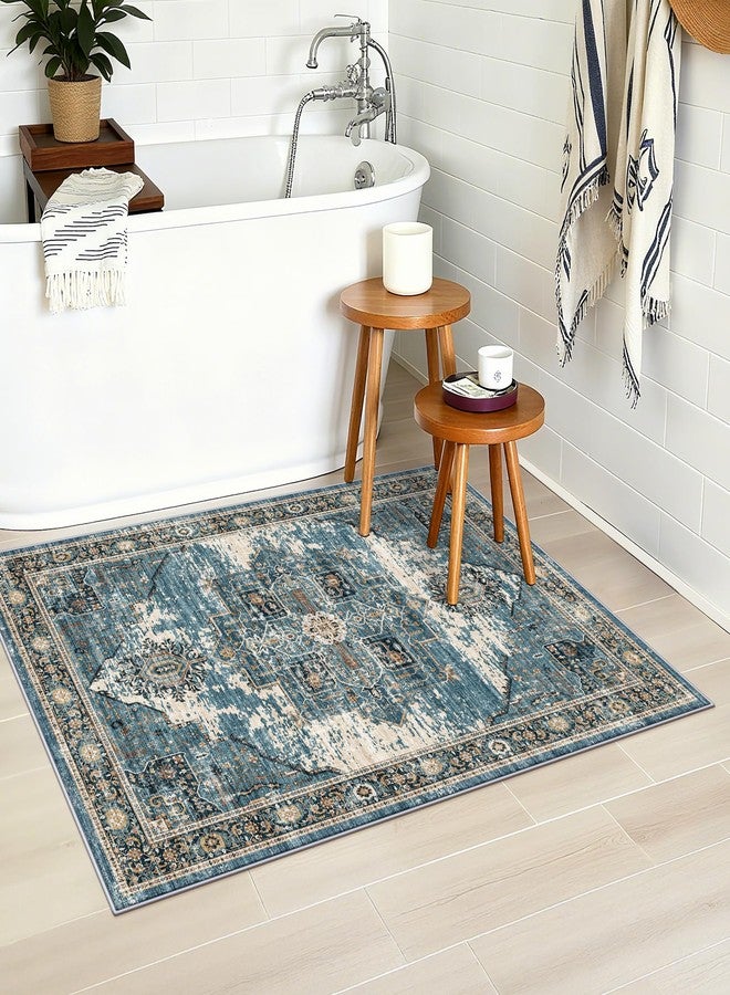 RUUGME 2x3 Area Rugs Indoor - Large Boho Rugs for Living Room Stain Resistant Carpet Vintage Tribal Rugs for Bedroom Kitchen Bathroom with Non Slip Backing Home Decor Floor Decoration Mat 2x3 Blue - Image 5