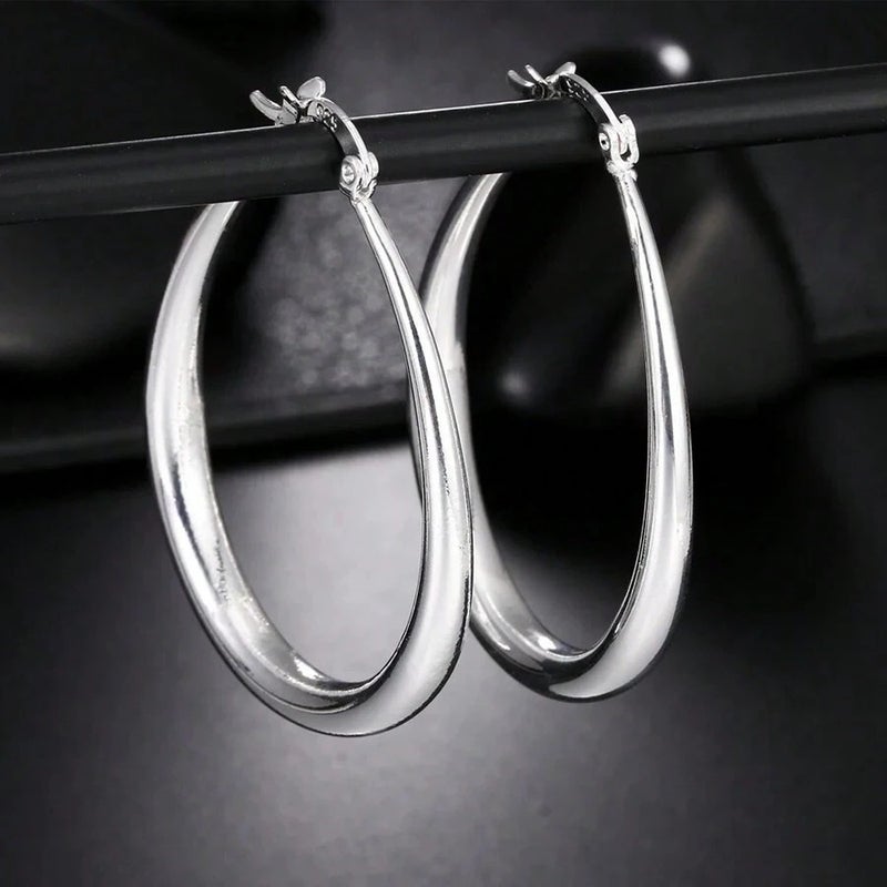 Shein Silver Plated 41mm Smooth Circle Big Hoop Earrings for Women - Fashion Party Wedding Jewelry  Gift - Image 3