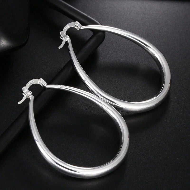 Shein Silver Plated 41mm Smooth Circle Big Hoop Earrings for Women - Fashion Party Wedding Jewelry  Gift - Image 4
