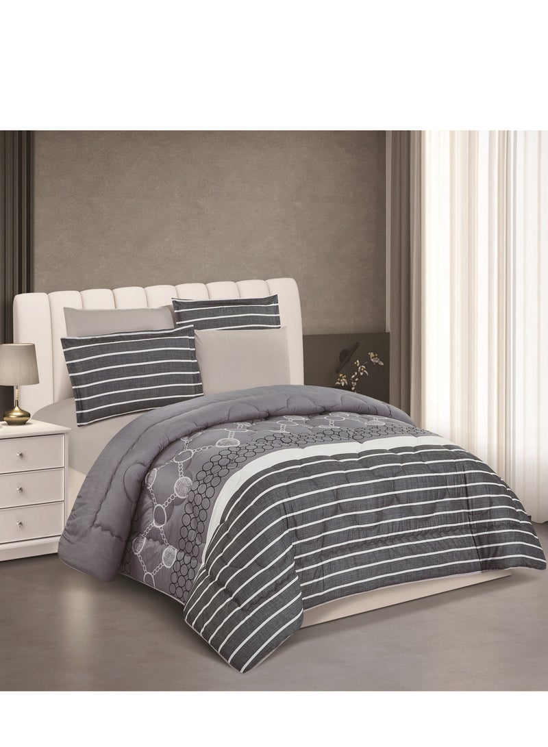 ستارجولد لحاف مطبوع فائق النعومة، طقم 6 قطع، قماش ميكروفايبر عالي الجودة، تصميم أنيق ومتميز، متين، مثالي لغرفة النوم المنزلية مقاس 240×220 سم - Image 1