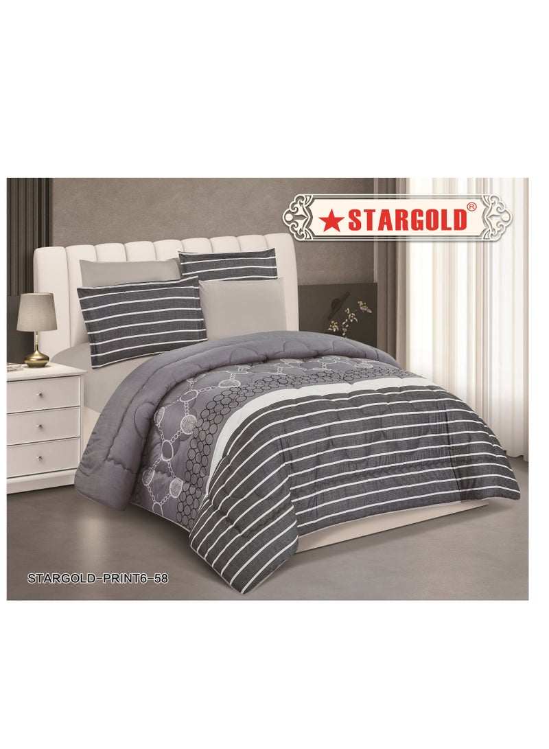 ستارجولد لحاف مطبوع فائق النعومة، طقم 6 قطع، قماش ميكروفايبر عالي الجودة، تصميم أنيق ومتميز، متين، مثالي لغرفة النوم المنزلية مقاس 240×220 سم - Image 2