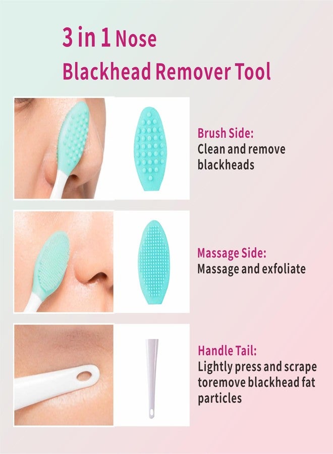 REVEX Silicone Nose Blackhead Remover Tool Set,Blackhead Scraper Tool,2Pcs Pore Cleaning Brush, Face Scrubber Skin Spatula, Pore Scrubber for Deep Cleansing,Face Exfoliator Scrubber for Women Men - Image 4