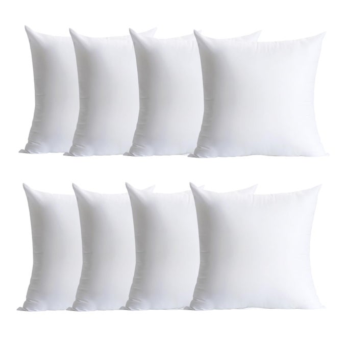 PLUSH AND DURABLE THROW PILLOW INSERTS 16 X 16 INCHES SET OF 8 HYPOALLERGENIC POLYESTER FIBER FILL PERFECT FOR DECORATIVE CUSHION COVERS SOFA AND BED ACCENT