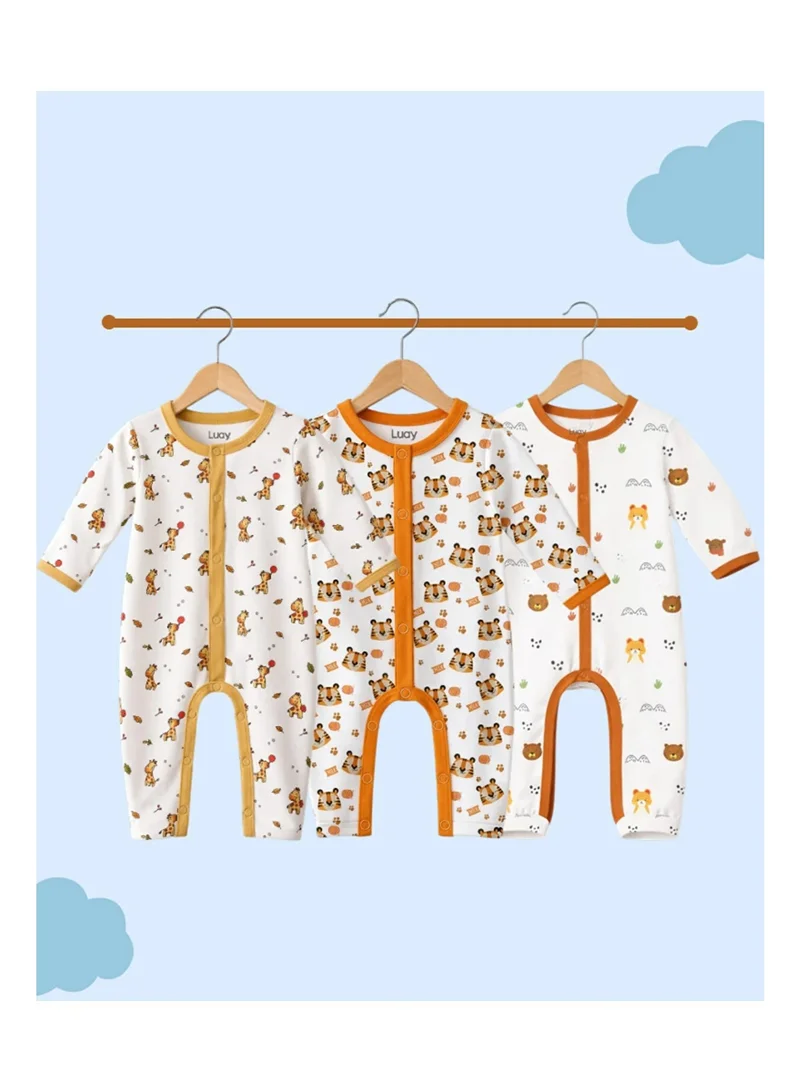 LUAY LUAY 100% Cotton Baby Romper Full Sleeves | Soft Breathable Baby Onesie for Boys & Girls | Comfortable Cotton Sleepsuit for Newborns & Infants | Everyday Baby Wear