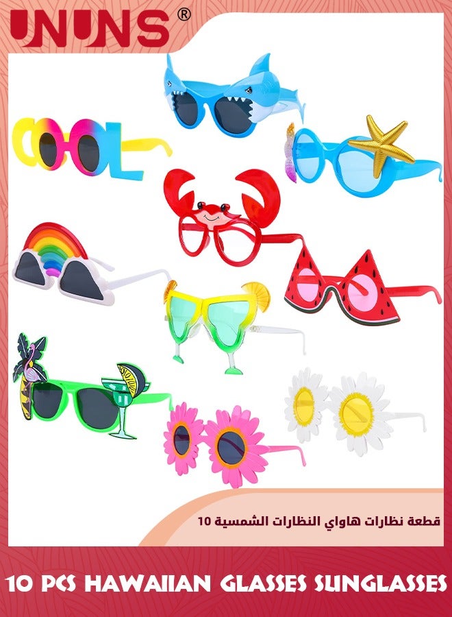 UNUNS Party Sunglasse,10 Pairs Fun Hawaiian Glasses,Luau Party Sunglasses,Novelty Sunglasses Summer Party Glasses,Girl Boy Funny Beach Sunglasses,Tropical Themed Party Kids Eyewear - Image 1