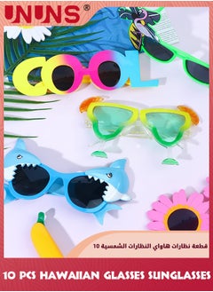 UNUNS Party Sunglasse,10 Pairs Fun Hawaiian Glasses,Luau Party Sunglasses,Novelty Sunglasses Summer Party Glasses,Girl Boy Funny Beach Sunglasses,Tropical Themed Party Kids Eyewear  - Image 3