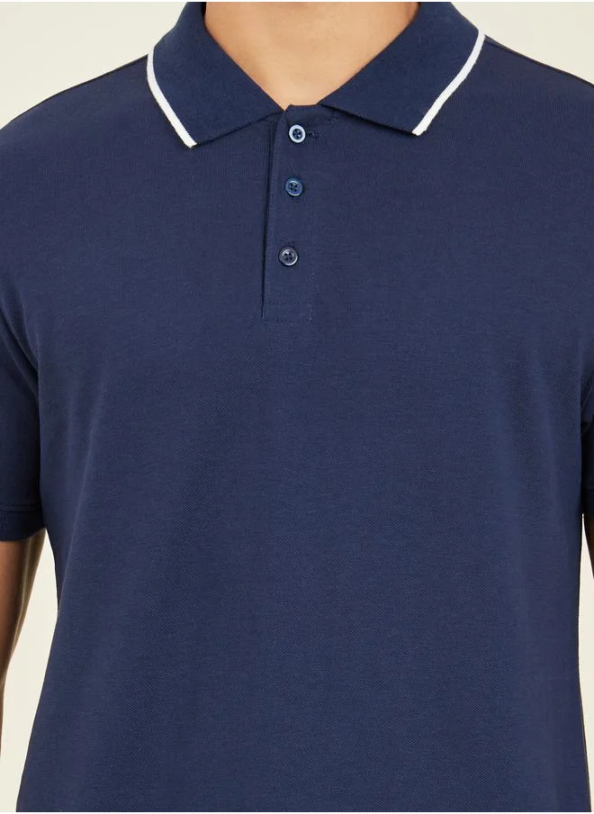 ستايلي Tipping Flat Knit Collar Pique Polo