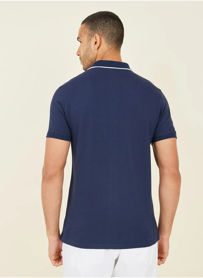 ستايلي Tipping Flat Knit Collar Pique Polo