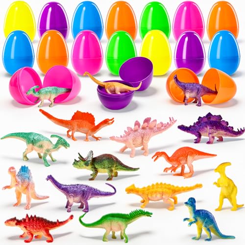 MGparty 24 Pack Prefilled Easter Eggs with Dinosaur Toys Easter Egg Fillers Bulk for KidsEaster Basket Stuffers Classroom Exchange Gifts Party Favors Easter Egg Hunt Prizes - Image 5
