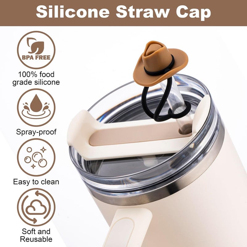 NancyL Straw Cover Cap for Stanley Cup 30 40 oz, Silicone Straw Toppers Cowboy Hat, Tumbler Cup Accessories for 10mm 0.4in Straws Cute Gifts Ornaments for Women - Image 2