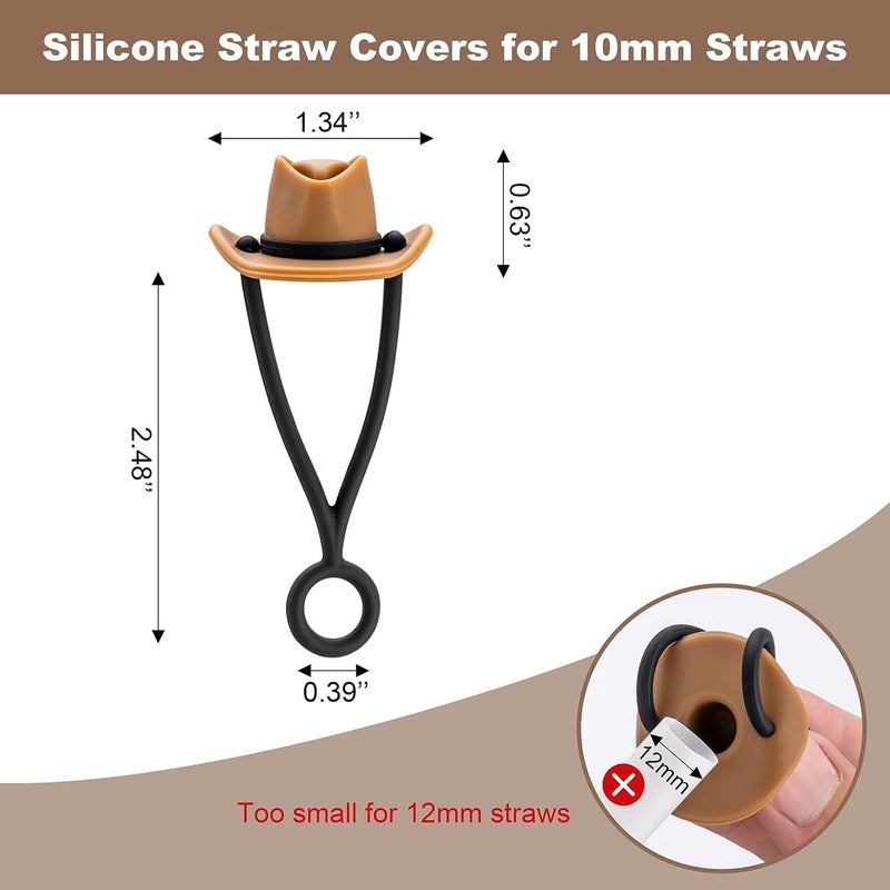 NancyL Straw Cover Cap for Stanley Cup 30 40 oz, Silicone Straw Toppers Cowboy Hat, Tumbler Cup Accessories for 10mm 0.4in Straws Cute Gifts Ornaments for Women - Image 3