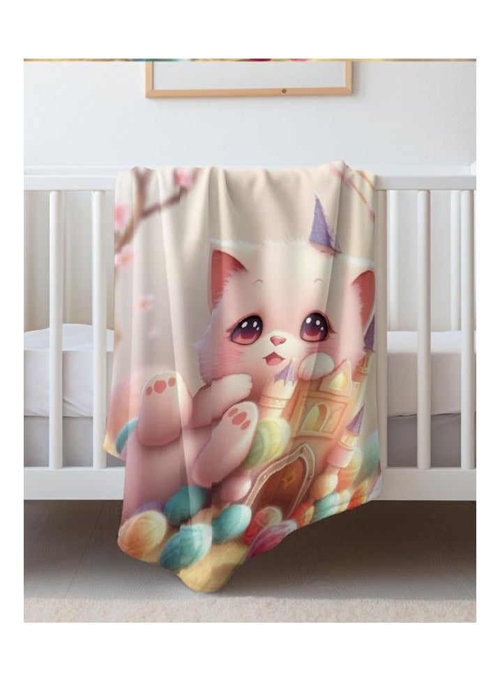 عام بطانية رقيقة من الفانيلا الكرتونية للأطفال والرضع (دافئة ومريحة، ومناسبة للنوم والألعاب) 70 سم * 100 سم - 906 - Image 1