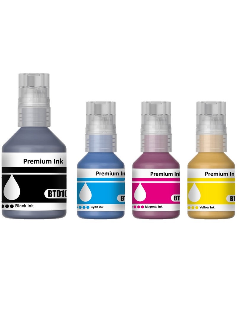 بريميم مجموعة حبر عالية الإنتاجية BTD100C بأربعة ألوان، عالية الإنتاجية لطابعة Brother DCP-T730DW T830DW T930DW أسود 108 مل، سماوي، أصفر، أرجواني 50 مل. - Image 2