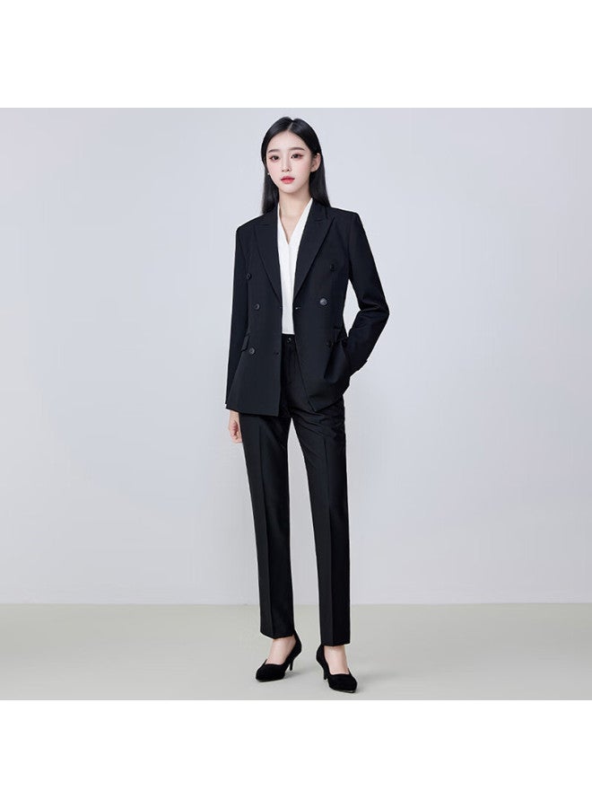 Teluoman Black Women's Suit Set Professional Business Casual Blazer Jacket Spring Autumn Workwear - Image 3