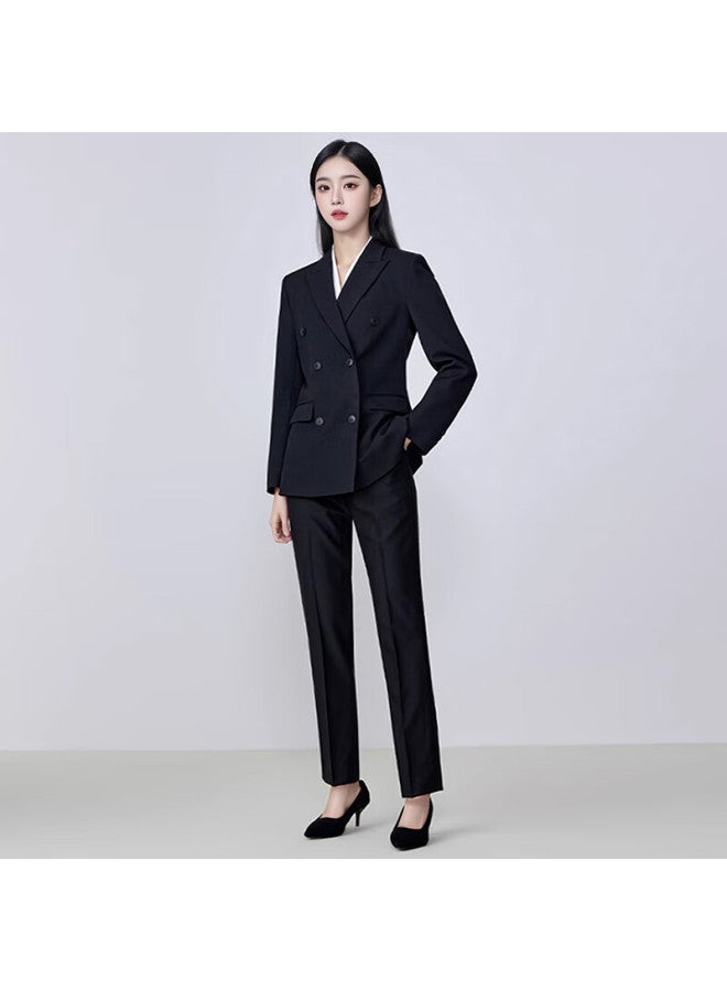 Teluoman Black Women's Suit Set Professional Business Casual Blazer Jacket Spring Autumn Workwear - Image 2