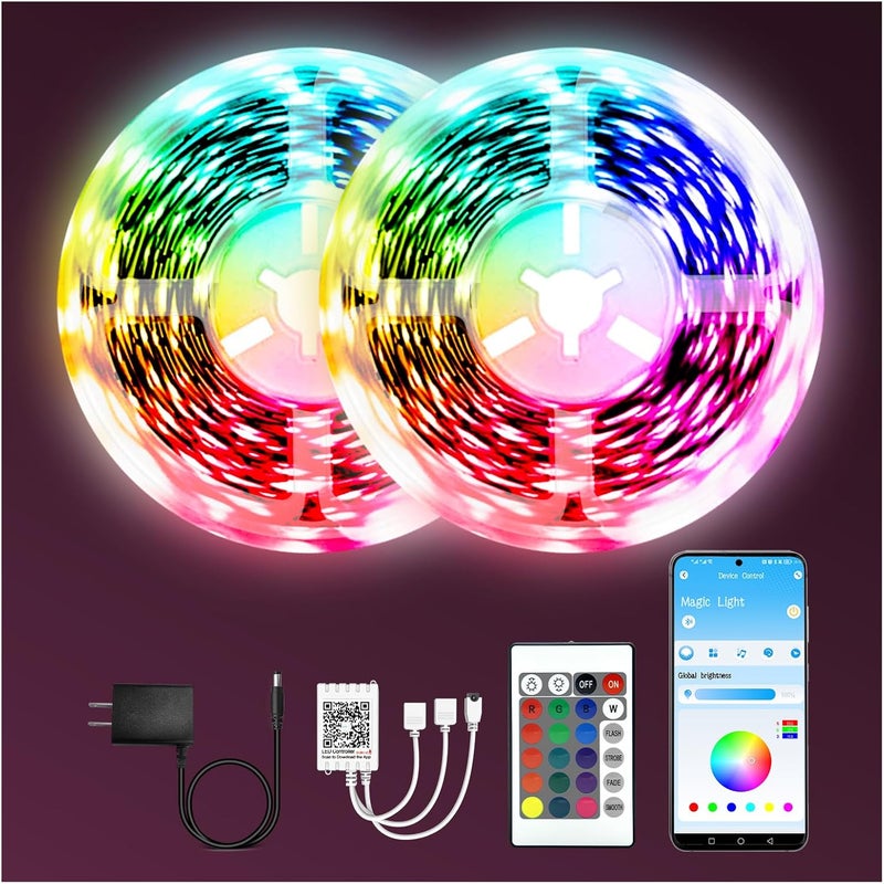 dalattin Led Lights for Bedroom 130ft(2 Rolls of 65.6ft), Led Lighting with Remote&App Control, Color Changing Led Lights for Room, RGB Led Strip Lights Music Sync, Home Decor, 24V Power Supply - Image 1