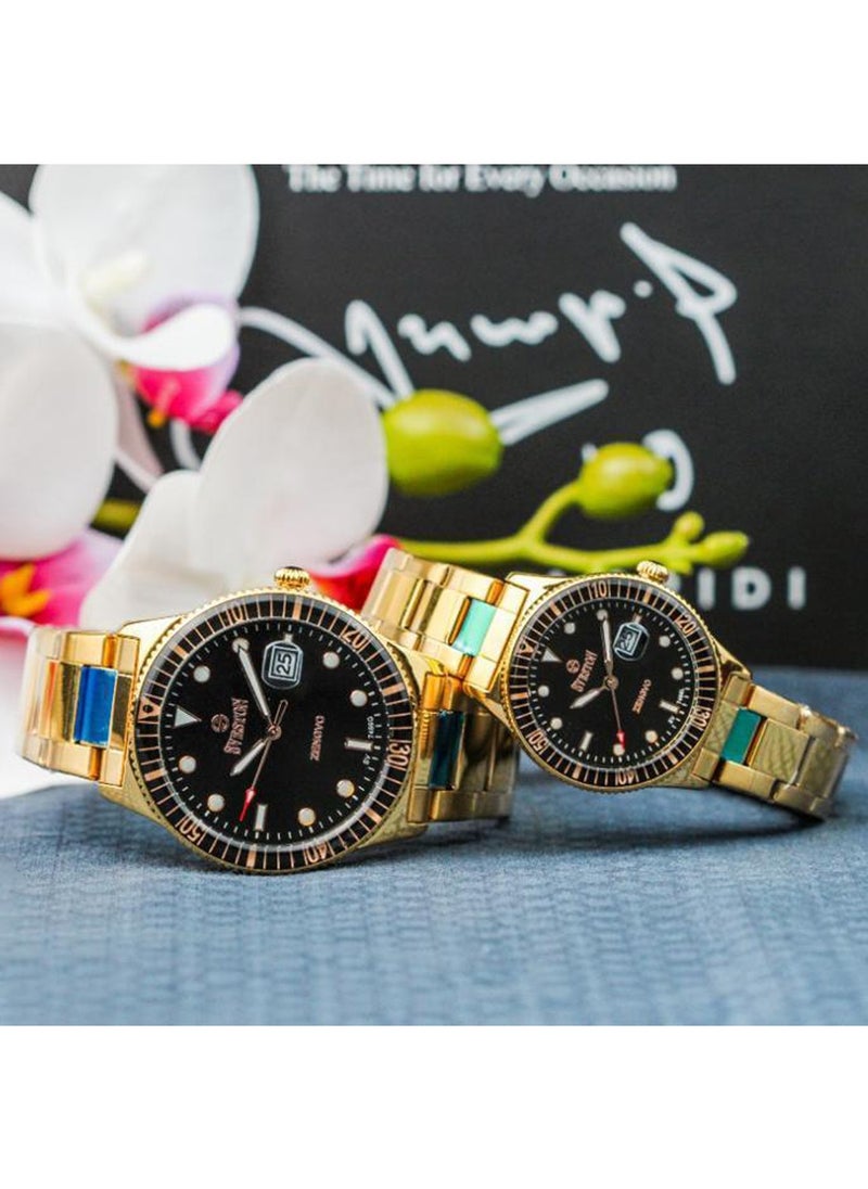 Sveston - Unisex Stainless Steel Bracelet Style Straps Analogue Couple Watch SV-7466 - Image 1