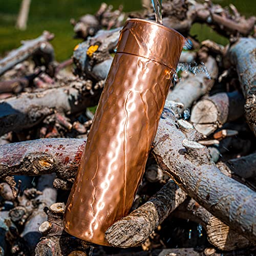 Kosdeg Copper Water Bottle - 16oz Hammered Vintage Modern Design - An Ayurvedic Pure Copper Vessel For Drinking - Drink More Water, Lower Your Sugar Intake And Enjoy The Health Benefits Immediately - Image 4