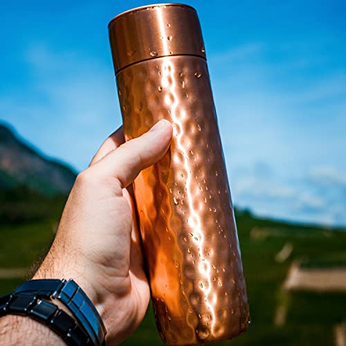 Kosdeg Copper Water Bottle - 16oz Hammered Vintage Modern Design - An Ayurvedic Pure Copper Vessel For Drinking - Drink More Water, Lower Your Sugar Intake And Enjoy The Health Benefits Immediately - Image 3