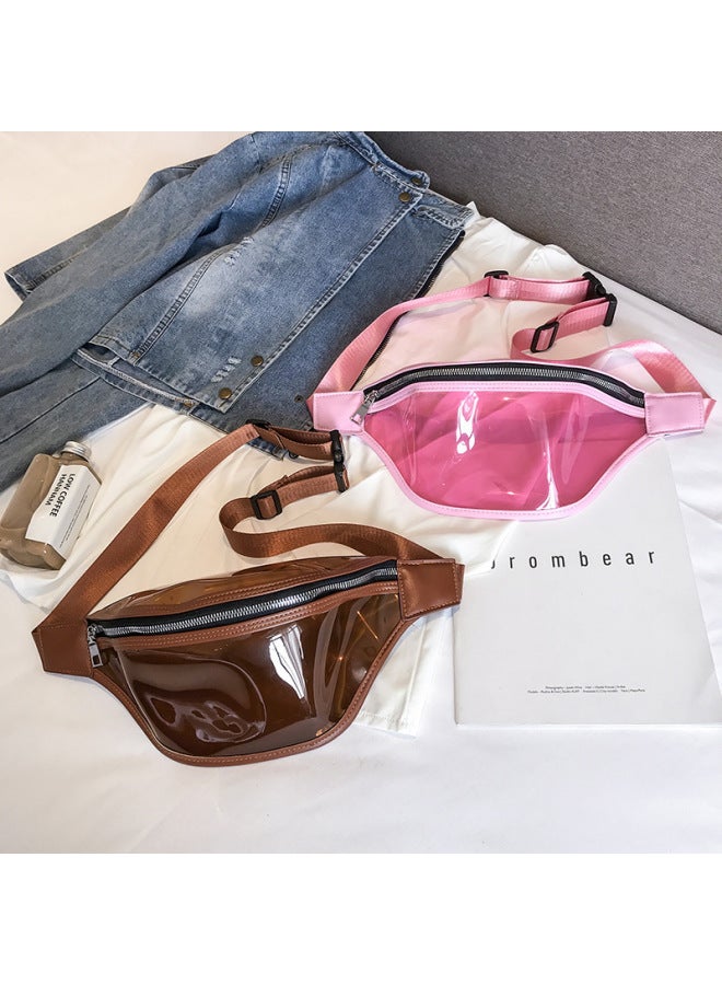 حقيبة صدر بلاستيكية للأطفال الوالدين والطفل ذات سعة كبيرة للشاطئ جيلي على الطراز الكوري حقيبة خصر شفافة حقيبة نسائية عصرية-اللون: أسود - Image 5