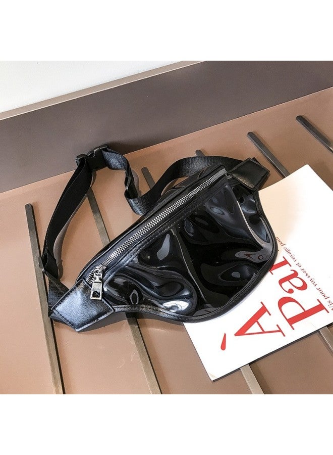 حقيبة صدر بلاستيكية للأطفال الوالدين والطفل ذات سعة كبيرة للشاطئ جيلي على الطراز الكوري حقيبة خصر شفافة حقيبة نسائية عصرية-اللون: أسود - Image 1