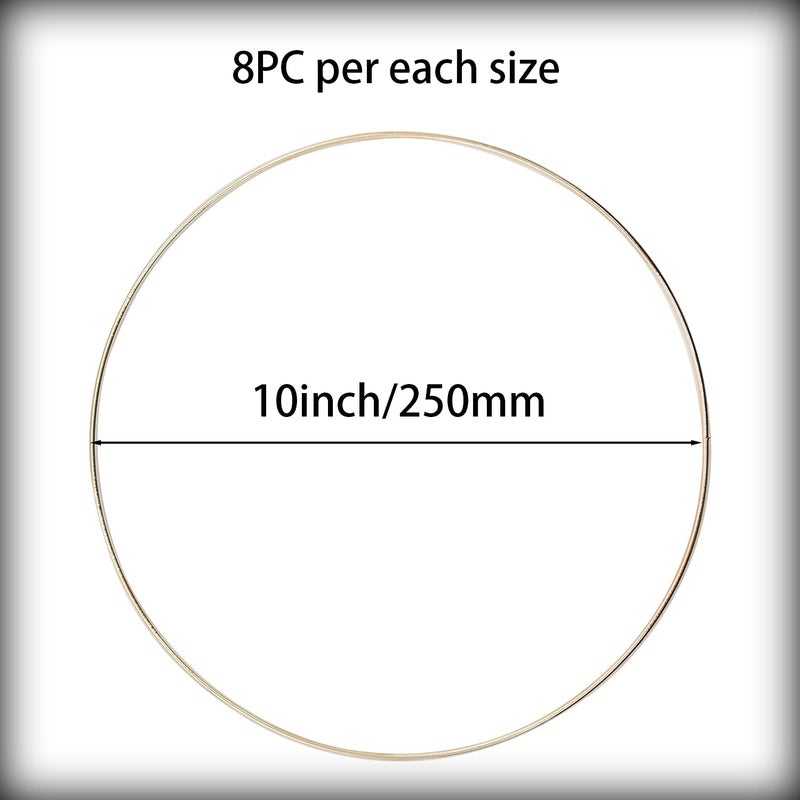 SUNTQ Macrame Hoops Ring for Dream Catcher Metal Crafts Round Brass Plated (Gold,Pack of 8) (10inch, Gold) - Image 2