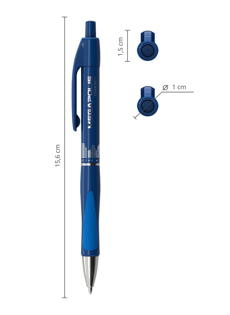 ErichKrause Retractable ballpoint pen MEGAPOLIS Concept Matic&Grip 0.7, Super Glide Technology, ink color: blue (blister 1 pc.)  - Image 5