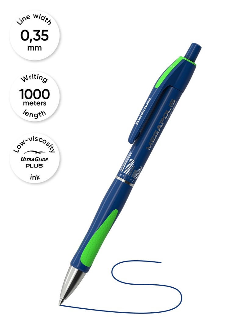 ErichKrause Retractable ballpoint pen MEGAPOLIS Concept Matic&Grip 0.7, Super Glide Technology, ink color: blue (blister 1 pc.)  - Image 4