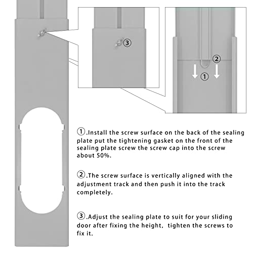 GOZFLVT Portable AC Window Vent Kit with 5inch Hose 6pcs Window Seal Kit for Portable Air Conditioner, Adjustable Sliding Window Kit Plate for AC Unit AC Window Seal Suitable for 5”/13 CM - Image 4