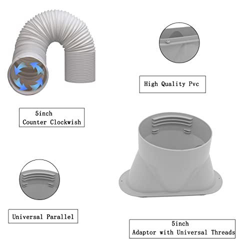 GOZFLVT Portable AC Window Vent Kit with 5inch Hose 6pcs Window Seal Kit for Portable Air Conditioner, Adjustable Sliding Window Kit Plate for AC Unit AC Window Seal Suitable for 5”/13 CM - Image 3
