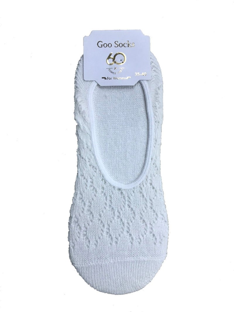 Goo Socks 12 Pairs of White Color Mesh Flat Footwear Socks 